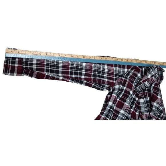 Blue Mountain Womens Black/Burgundy/White Long Sleeve Flannel Size Large - Picture 6 of 8